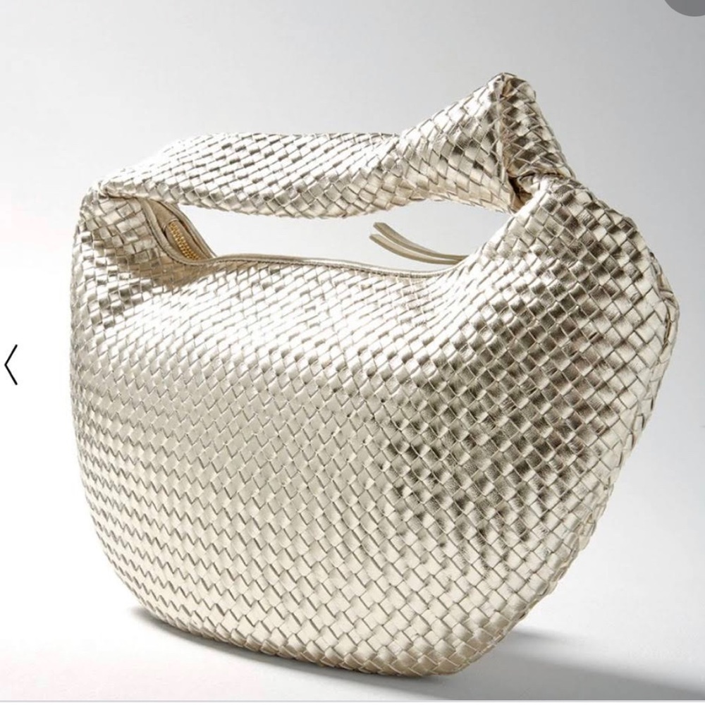 White House Black Market Gold Woven Bag